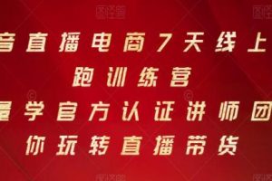 《抖音直播电商7天线上陪跑训练营》巨量学讲师团带你玩转直播带货
