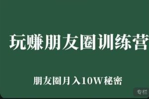 玩赚朋友圈系统课，朋友圈月入10W的秘密，7天系统图文课程