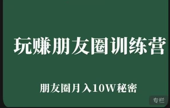 玩赚朋友圈系统课，朋友圈月入10W的秘密，7天系统图文课程