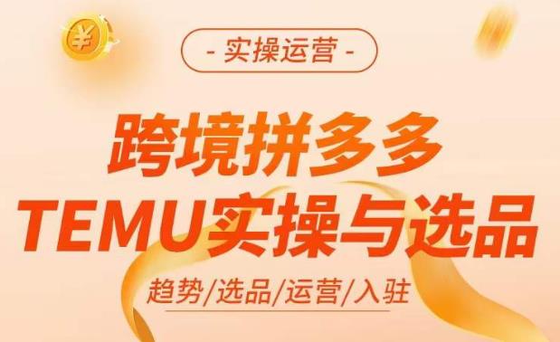 跨境拼多多TEMU实操与选品，掌握平台运营方法技巧，选品避坑12条标准，爆款的底层思路等