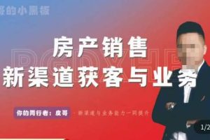 皮哥·房产销售新渠道获客与业务，打造新时代房产经纪达人，助力行业新人成长为业内精英