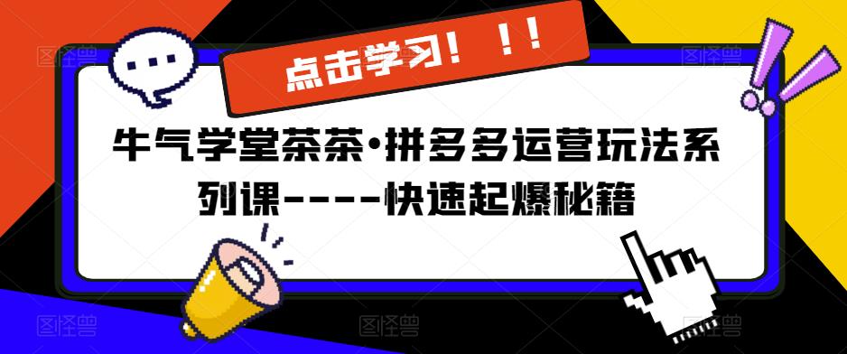 牛气学堂茶茶o拼多多运营玩法系列课----快速起爆秘籍