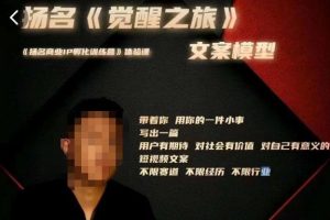 王扬名·《觉醒之旅》文案模型，带着你用你的一件小事，对自己有意义的短视频文案