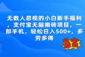 无数人忽视的《支付宝无脑搬砖项目》一部手机即可操作