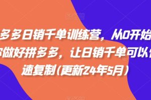 拼多多日销千单训练营，从0开始带你做好拼多多，让日销千单可以快速复制(更新25年8月)
