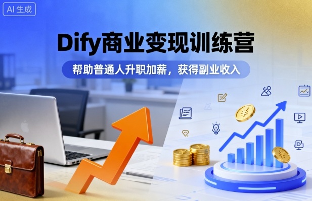Dify商业变现训练营,帮助普通人升职加薪,获得副业收入插图 Dify商业变现训练营,帮助普通人升职加薪,获得副业收入
