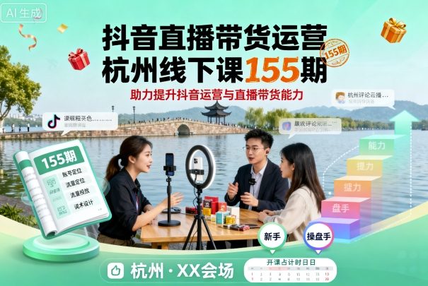 抖音直播带货运营杭州线下课155期,助力提升抖音运营与直播带货能力插图 抖音直播带货运营杭州线下课155期,助力提升抖音运营与直播带货能力