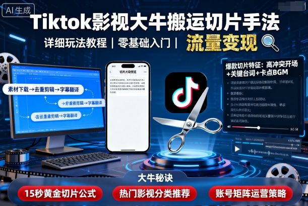 Tiktok影视大牛搬运切片手法,详细玩法教程插图 Tiktok影视大牛搬运切片手法,详细玩法教程