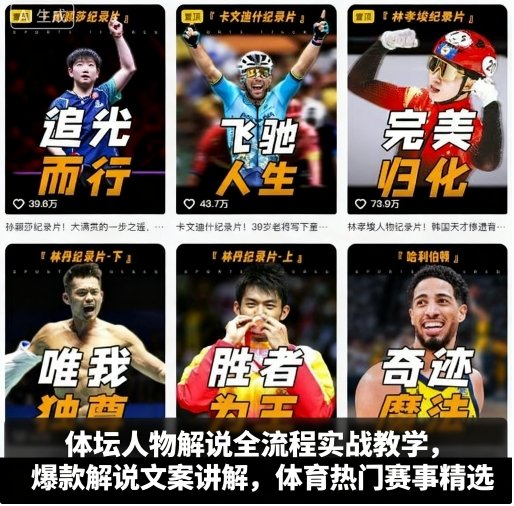 体坛人物解说全流程实战教学,爆款解说文案讲解,体育热门赛事精选插图 体坛人物解说全流程实战教学,爆款解说文案讲解,体育热门赛事精选