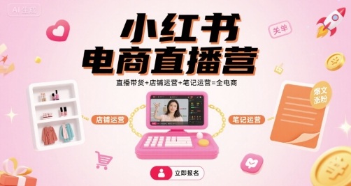 小红书电商直播营,直播带货+店铺运营+笔记运营=全电商插图 小红书电商直播营,直播带货+店铺运营+笔记运营=全电商