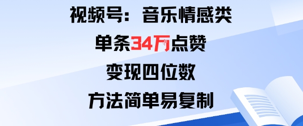 视频号分成计划新玩法:音乐情感类单条34W点赞,变现四位数,方法简单易复制插图 视频号分成计划新玩法:音乐情感类单条34W点赞,变现四位数,方法简单易复制