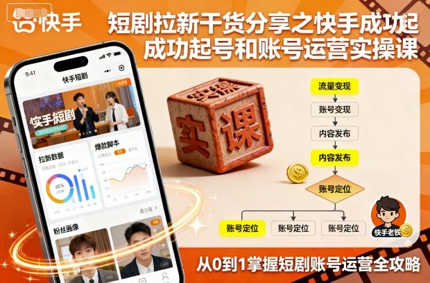 短剧拉新干货分享之快手成功起号和账号运营实操课插图 短剧拉新干货分享之快手成功起号和账号运营实操课