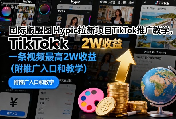 国际版醒图Hypic拉新项目TikTok推广教学,一条视频最高2W收益(附推广入口和教学)插图 国际版醒图Hypic拉新项目TikTok推广教学,一条视频最高2W收益(附推广入口和教学)