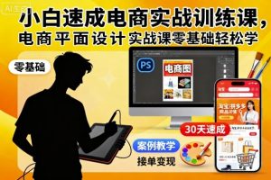 小白速成电商实战训练课，电商平面设计实战课零基础轻松学