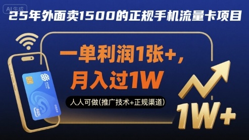 25年外面卖1500的正规手机流量卡项目,一单利润1张+,月入过1W,人人可做(推广技术+正规渠道)【揭秘】插图 25年外面卖1500的正规手机流量卡项目,一单利润1张+,月入过1W,人人可做(推广技术+正规渠道)【揭秘】