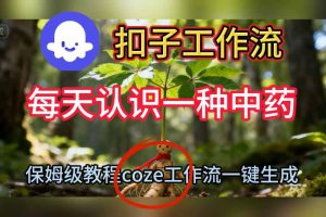 Coze扣子工作流一键生成每天认识一种中药短视频，保姆级搭建教学