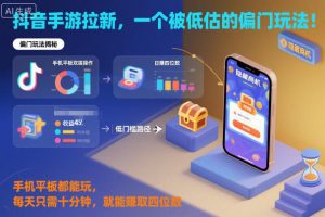 抖音手游拉新，一个被低估的偏门玩法！手机平板都能玩，每天只需十分钟，就能賺取四位数【揭秘】