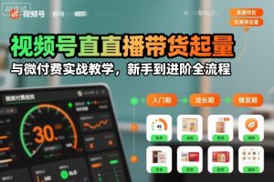 视频号直播带货起量与微付费实战教学，新手到进阶全流程